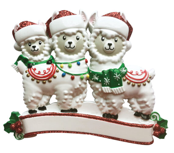 OR1910-3 - Llama Family of 3 Personalized Christmas Ornament