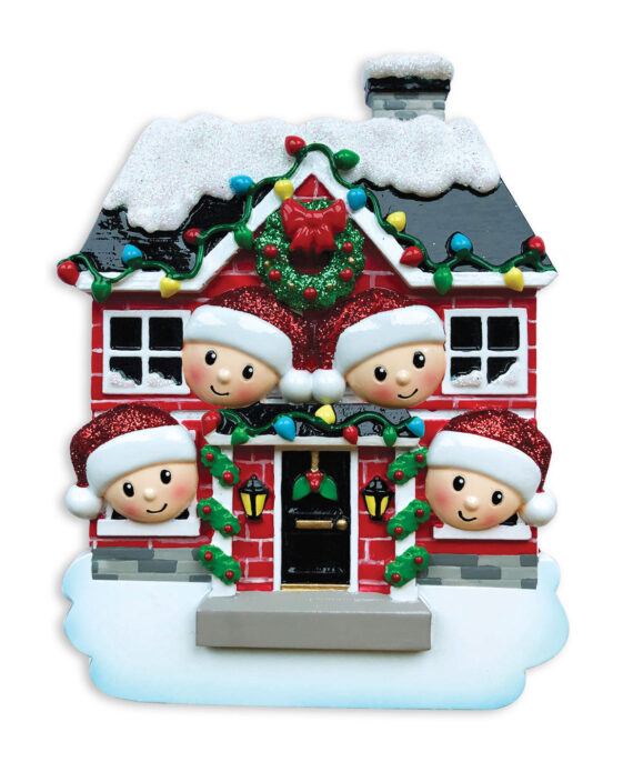 OR1911-4 - New House Family of 4 Personalized Christmas Ornament