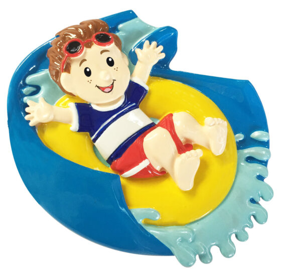 OR1957-B - Water Slide Boy Personalized Christmas Ornament