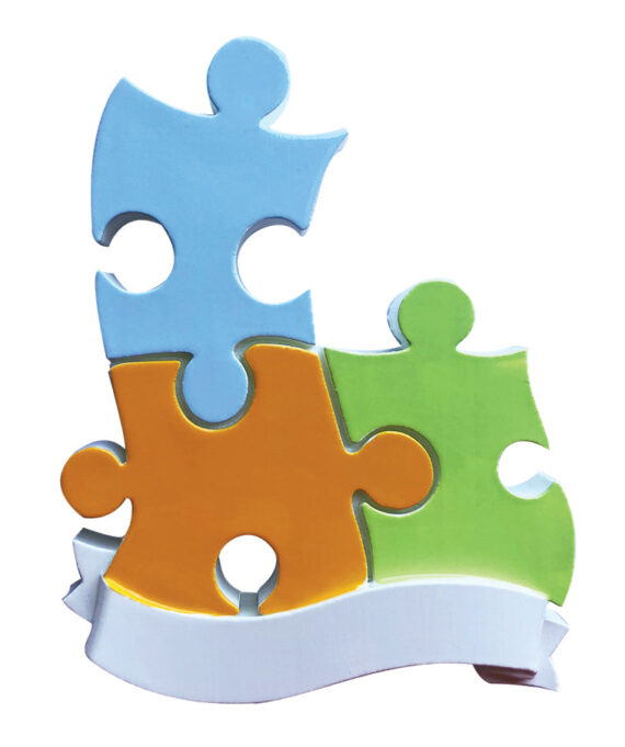 OR2016-3 - 3 Puzzle Pieces Personalized Christmas Ornament