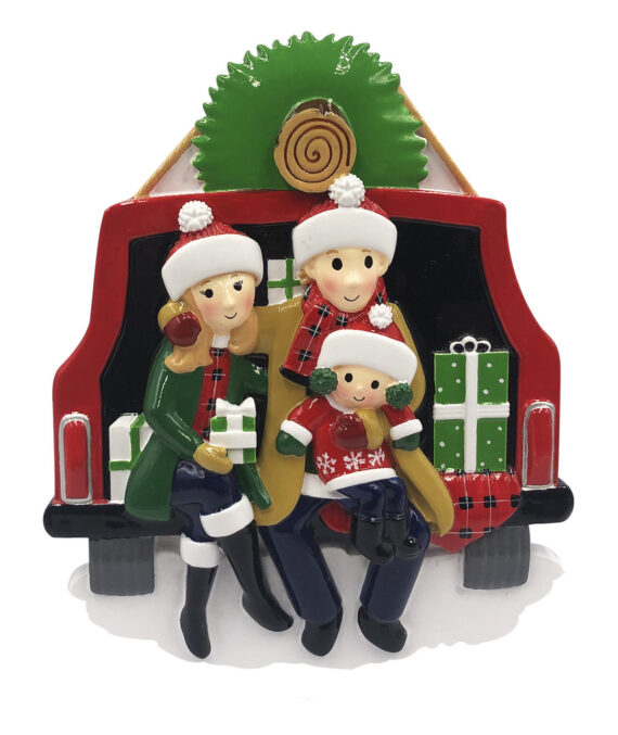 OR2018-3 - Woody Car Family of 3 Personalized Christmas Ornament