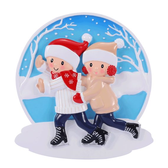 OR2024-2 - Ice Skating Family of 2 Personalized Christmas Ornament