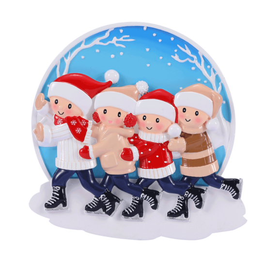 OR2024-4 - Ice Skating Family of 4 Personalized Christmas Ornament