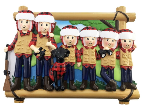 OR2027-6 - Hunting Family of 6 Personalized Christmas Ornament
