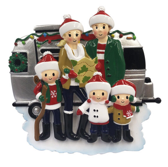 OR2028-5 - RV Family of 5 Personalized Christmas Ornament