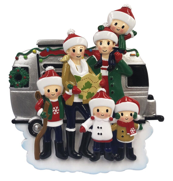 OR2028-6 - RV Family of 6 Personalized Christmas Ornament