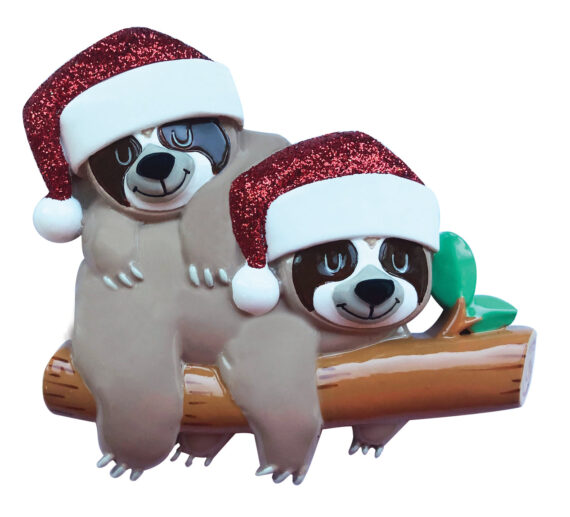 OR2032-2 - Sloth Family of 2 Personalized Christmas Ornament