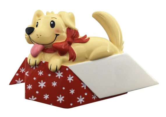 OR2150 - New Dog In Gift Box Personalized Christmas Ornament