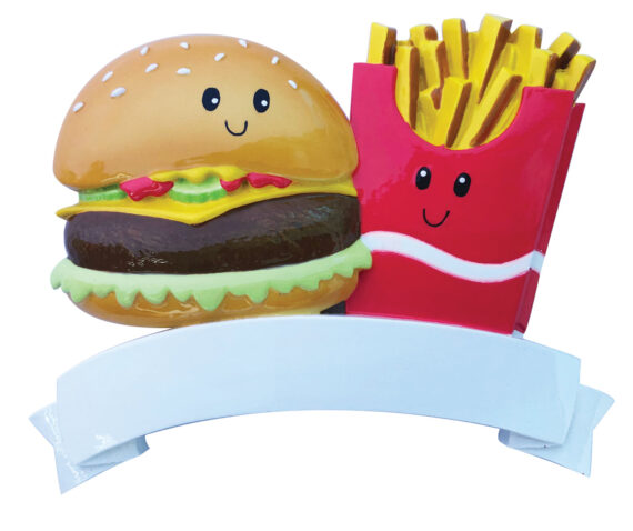 OR2192 - Burger & Fries Couple Personalized Christmas Ornament