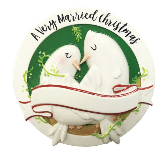 OR2196 - A Very Merry Xmas Dove Couple Personalized Christmas Ornament