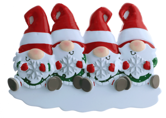 OR2221-4 - Gnome Family of 4 Personalized Ornament