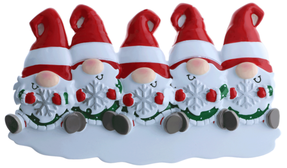 OR2221-5 - Gnome Family of 5 Personalized Ornament
