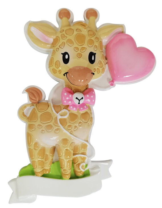 OR2236-F - Giraffe (Pink) Personalized Christmas Ornament