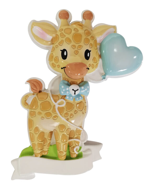 OR2236-M - Giraffe (Blue) Personalized Christmas Ornament