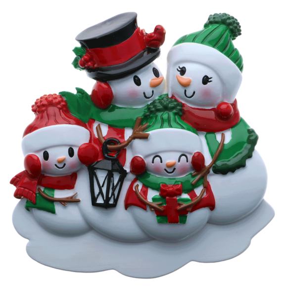 OR2255-4 - Snowman Family of 4 Personalized Christmas Ornament