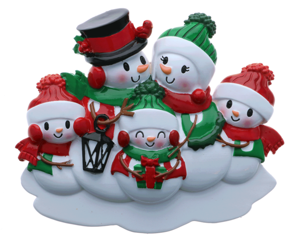 OR2255-5 - Snowman Family of 5 Personalized Christmas Ornament