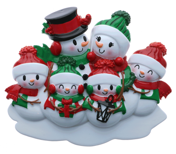 OR2255-6 - Snowman Family of 6 Personalized Christmas Ornament