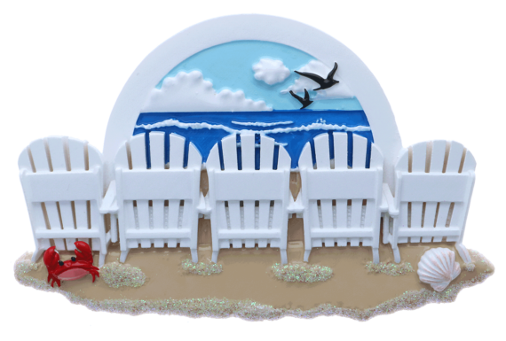 OR2258-5 - Beach Chairs Family of 5 Personalized Christmas Ornament