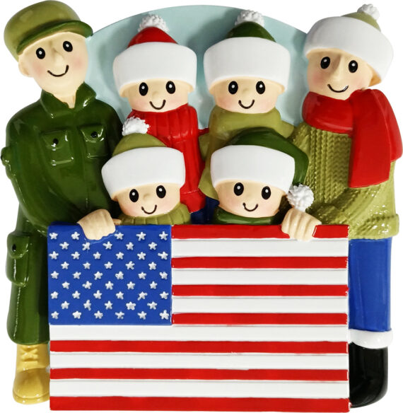 OR2259-6 - Patriotic Family of 6 Personalized Christmas Ornament