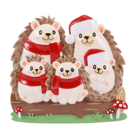 OR2261-5 - Hedgehog Family of 5 Personalized Christmas Ornament