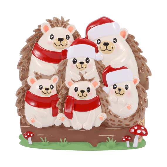OR2261-6 - Hedgehog Family of 6 Personalized Christmas Ornament