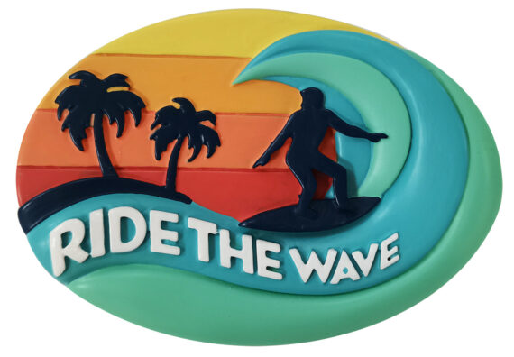 OR2295 - Surfboard "Ride the Wave" Personalized Christmas Ornament