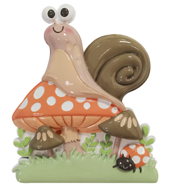 OR2363 - Snail with Mushrooms Personalized Christmas Ornament
