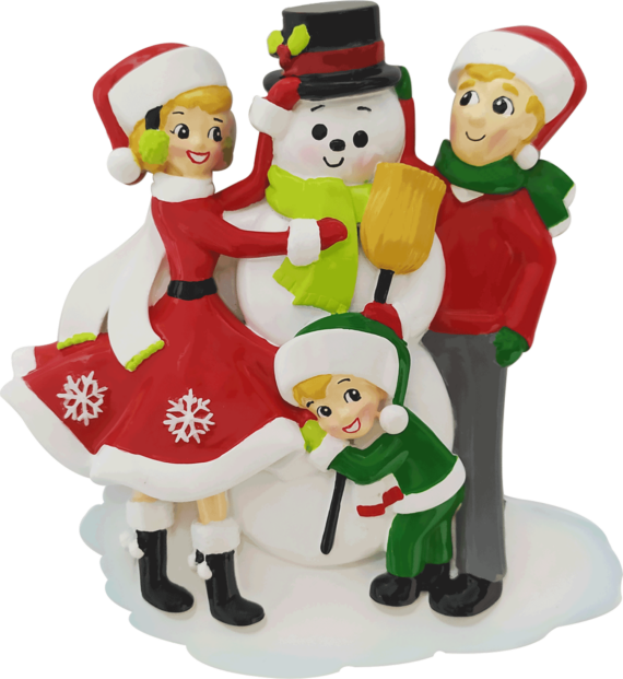 OR2379-3 - Snowman Building Family of 3 Personalized Christmas Ornament