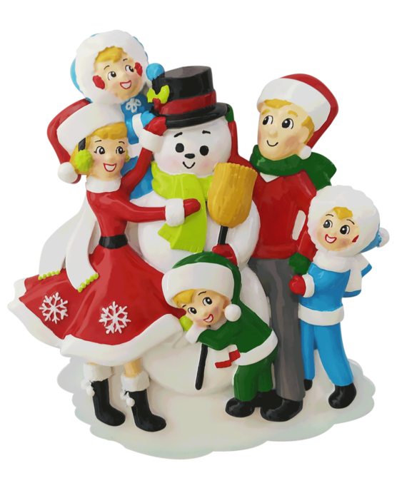 OR2379-5 - Snowman Building Family of 5 Personalized Christmas Ornament
