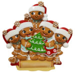 OR2380-5 - Nostalgic Gingerbread Family of 5 Personalized Christmas Ornament