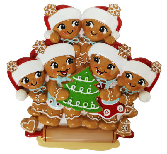 OR2380-6 - Nostalgic Gingerbread Family of 6 Personalized Christmas Ornament