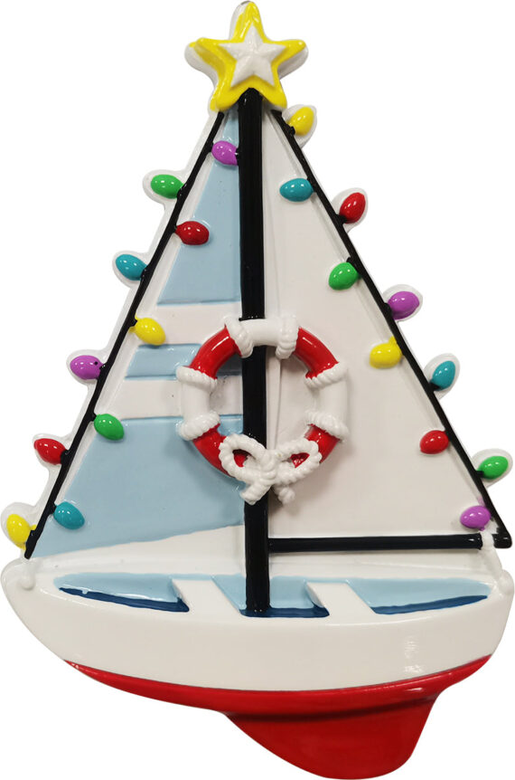 OR2387 - Sailboat Personalized Christmas Ornament