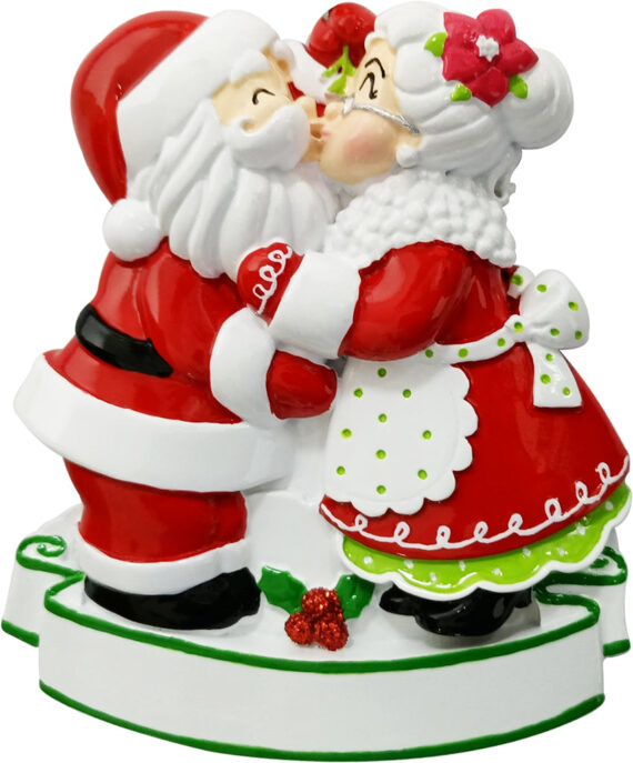 OR2391 - Mr. and Mrs. Clause Kissing Personalized Christmas Ornament