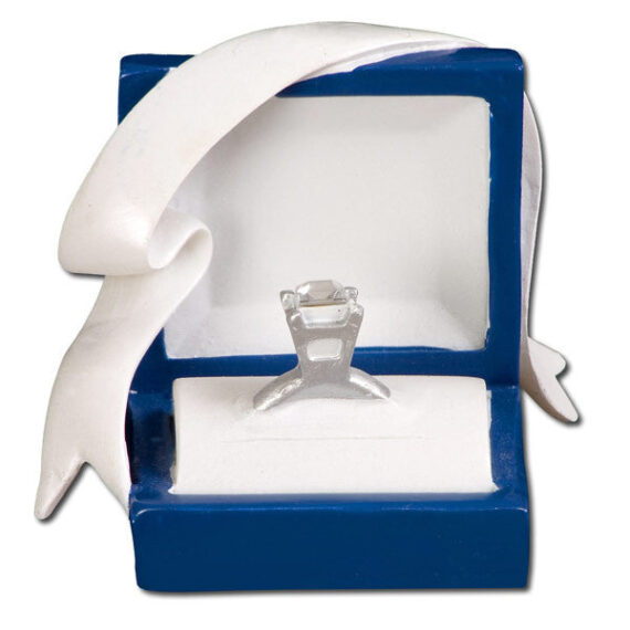 OR467 - Marry Me Blue Box Engagement Ring Personalized Christmas Ornament