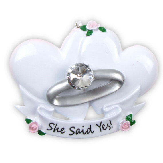 OR494 - Engagement Ring Personalized Christmas Ornament