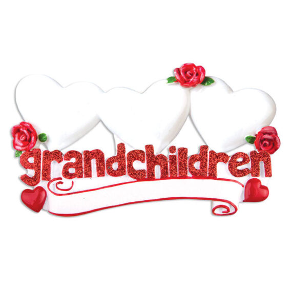 OR529-3 - Grandchildren with Three Hearts Personalized Christmas Ornament