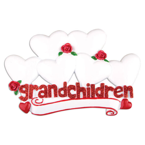 OR529-6 - Grandchildren with Six Hearts Personalized Christmas Ornament