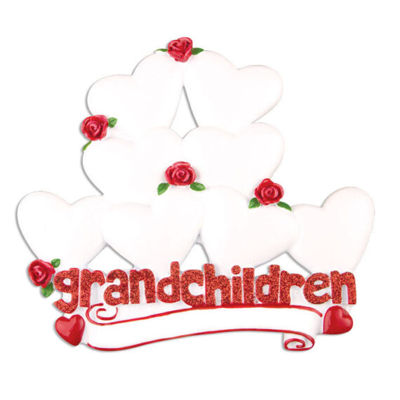 OR529-8 - Grandchildren with Eight Hearts Personalized Christmas Ornament