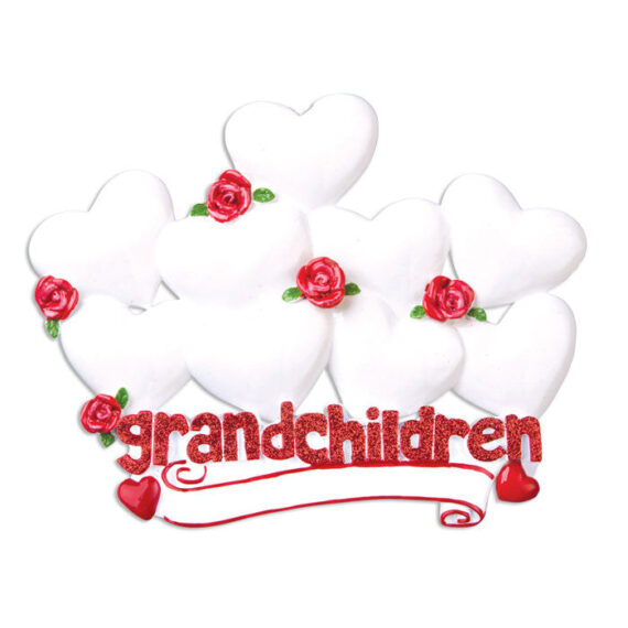 OR529-9 - Grandchildren with Nine Hearts Personalized Christmas Ornament
