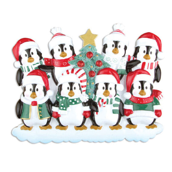 OR629-8 - Winter Penguin Family 8 Personalized Christmas Ornament