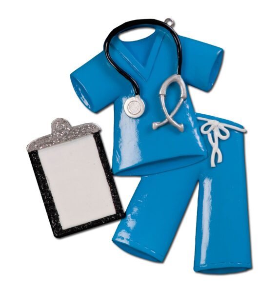 OR724-BLUE - Blue Scrubs Personalized Christmas Ornament