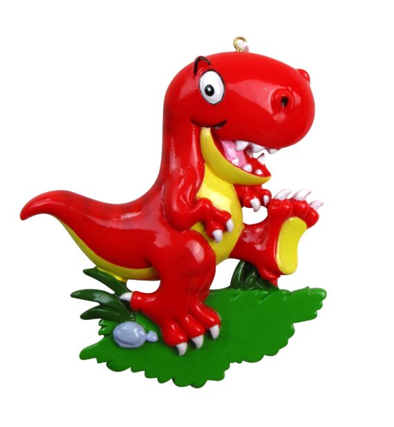 OR816-RED - T-Rex Dinosaur Personalized Christmas Ornament