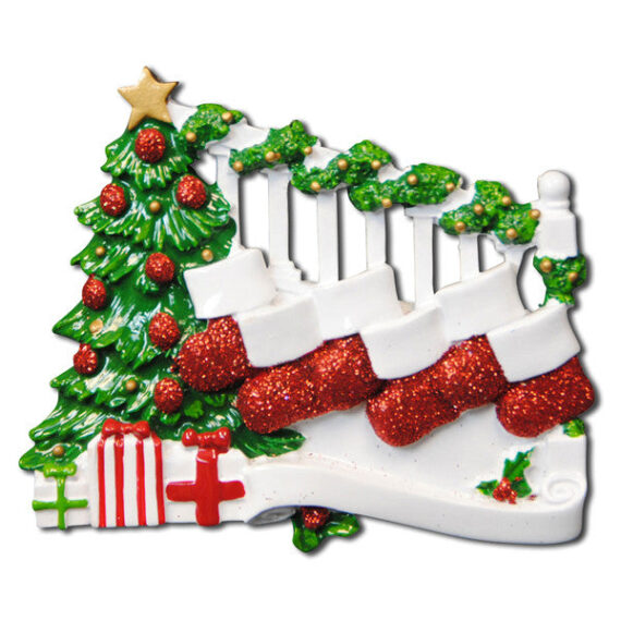 OR823-6 - Bannister with 6 Stockings Personalized Christmas Ornament