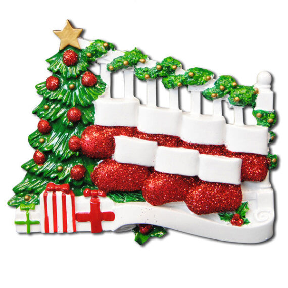 OR823-7 - Bannister with 7 Stockings Personalized Christmas Ornament