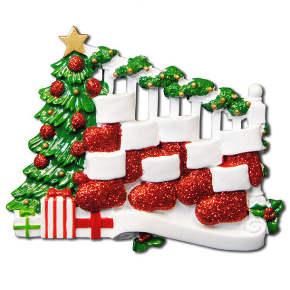 OR823-8 - Bannister with 8 Stockings Personalized Christmas Ornament