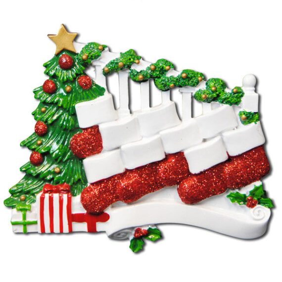 OR823-9 - Bannister with 9 Stockings Personalized Christmas Ornament