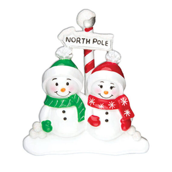 OR967-2 - North Pole Family of 2 Personalized Christmas Ornament