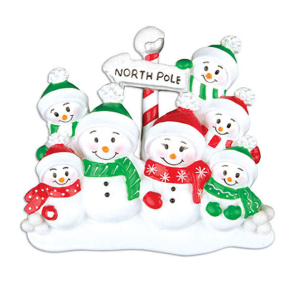 OR967-7 - North Pole Family of 7 Personalized Christmas Ornament
