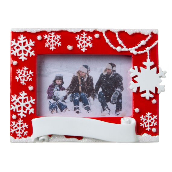 PF1852-R - Snowflake Picture Frame (Red) Personalized Christmas Ornament