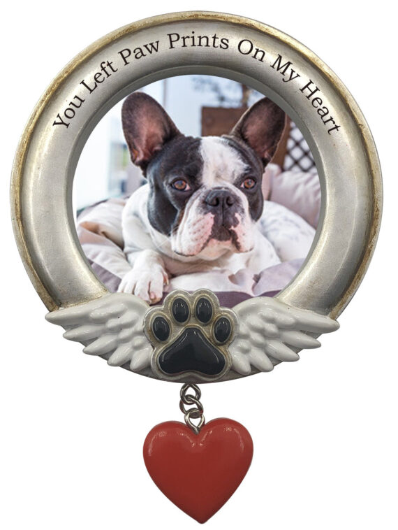 PF2138 - You Left Paw Prints On My Heart Personalized Picture Frame Christmas Ornament